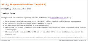NU 675 Diagnostic Readiness Test (DRT)