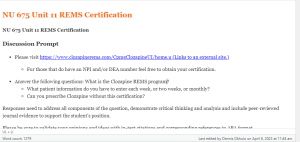 NU 675 Unit 11 REMS Certification