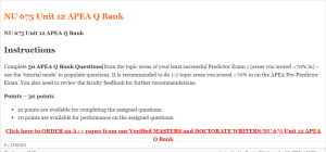 NU 675 Unit 12 APEA Q Bank