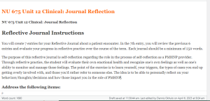 NU 675 Unit 12 Clinical Journal Reflection