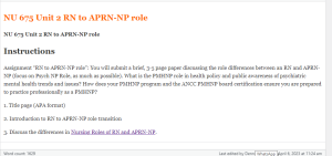 NU 675 Unit 2 RN to APRN-NP role