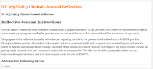 NU 675 Unit 3 Clinical Journal Reflection