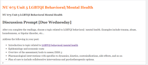 NU 675 Unit 5 LGBTQI Behavioral Mental Health