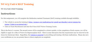 NU 675 Unit 6 MAT Training