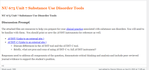 NU 675 Unit 7 Substance Use Disorder Tools
