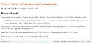 NU 675 Unit 9 Use Disorders and Comprehensive