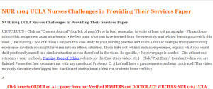 NUR 1104 UCLA Nurses Challenges in Providing Their Services Paper