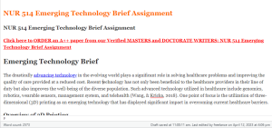 NUR 514 Emerging Technology Brief Assignment