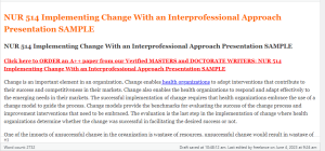 NUR 514 Implementing Change With an Interprofessional Approach Presentation SAMPLE