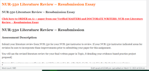 NUR-550 Literature Review – Resubmission