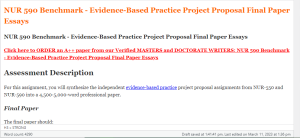 NUR 590 Benchmark - Evidence-Based Practice Project Proposal Final Paper Essays