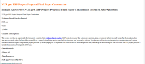 NUR 590 EBP Project Proposal Final Paper Constantine
