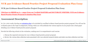 NUR 590 Evidence-Based Practice Project Proposal Evaluation Plan Essay
