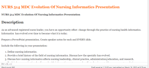 NURS 514 MDC Evolution Of Nursing Informatics Presentation