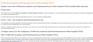 NURS 6003 Academic and Professional Success Plan Template FINAL