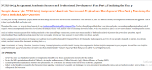 NURS 6003 Assignment Academic Success and Professional Development Plan Part 4 Finalizing the Plan p