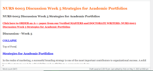 NURS 6003 Discussion Week 5 Strategies for Academic Portfolios