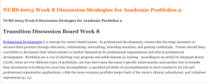 NURS 6003 Week 8 Discussion Strategies for Academic Portfolios 2