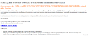 NURS 6051 THE INCLUSION OF NURSES IN THE SYSTEMS DEVELOPMENT LIFE CYCLE
