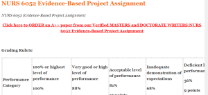 NURS 6052 Evidence-Based Project Assignment