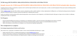 NURS 6053 DEVELOPING ORGANIZATIONAL POLICIES AND PRACTICES