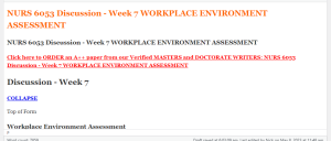 NURS 6053 Discussion - Week 7 WORKPLACE ENVIRONMENT ASSESSMENT