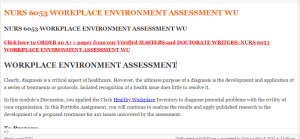 NURS 6053 WORKPLACE ENVIRONMENT ASSESSMENT WU
