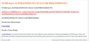 NURS 6501 ALTERATIONS IN CELLULAR PROCESSES WU
