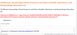 NURS 6501 Knowledge Check Women’s and Men’s Health, Infections, and Hematologic Disorders IN