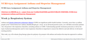 NURS 6512 Assignment Asthma and Stepwise Management