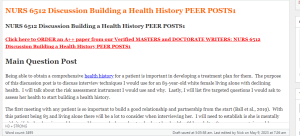 NURS 6512 Discussion Building a Health History PEER POSTS1