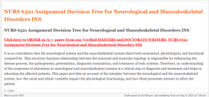 NURS 6521 Assignment Decision Tree for Neurological and Musculoskeletal Disorders INS