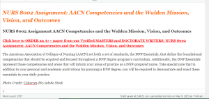 NURS 8002 Assignment AACN Competencies and the Walden Mission, Vision, and Outcomes