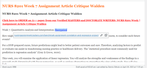 NURS 8201 Week 7 Assignment Article Critique Walden