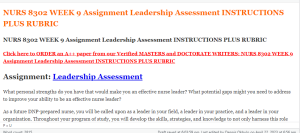 NURS 8302 WEEK 9 Assignment Leadership Assessment INSTRUCTIONS PLUS RUBRIC