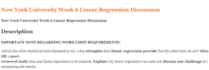 New York University Week 6 Linear Regression Discussion
