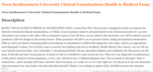 Nova Southeastern University Clinical Examinations Health & Medical Essay