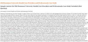 Old Dominion University Health Care Providers and Professionals Case Study