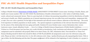 PHC 181 SEU Health Disparities and Inequalities Paper