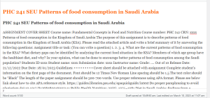 PHC 241 SEU Patterns of food consumption in Saudi Arabia