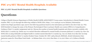 PHC 273 SEU Mental Health Hospitals Available Questions