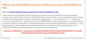 PHC313 -Describe health promotion activities for people with disabilities in KSA