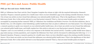 PHE-327 Res and Asses- Public Health