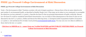 PHHE 351 Prescott College Environment at Risk Discussion