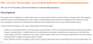 PSY 102 GCU Personality And Societal Behavior Understanding Questions