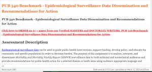PUB 540 Benchmark - Epidemiological Surveillance Data Dissemination and Recommendations for Action
