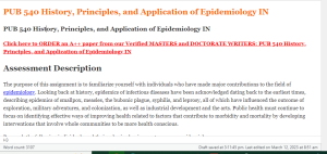 PUB 540 History, Principles, and Application of Epidemiology IN