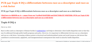 PUB 540 Topic 8 DQ 2 differentiate between race as a descriptor and race as a risk factor