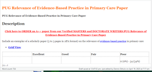 PUG Relevance of Evidence-Based Practice in Primary Care Paper