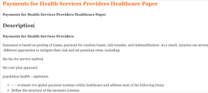 Payments for Health Services Providers Healthcare Paper